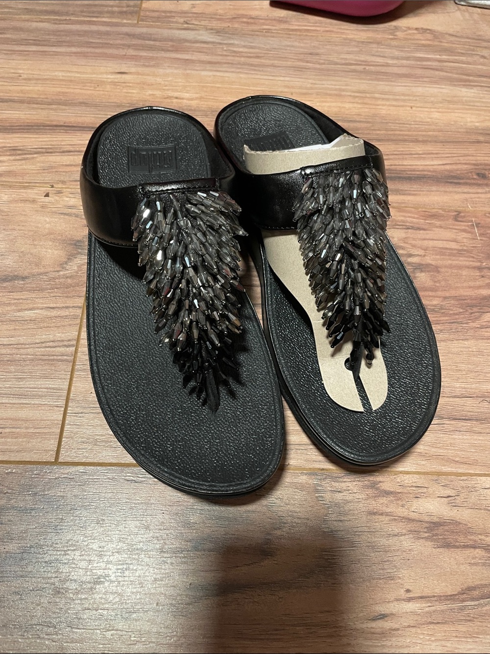 FitFlop Black Beaded Slide Sandals